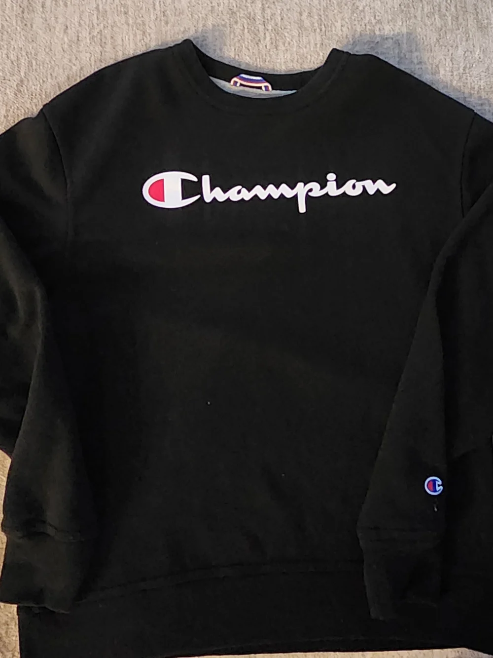 Champion Men's Black Logo Crewneck Sweatshirt Size Medium